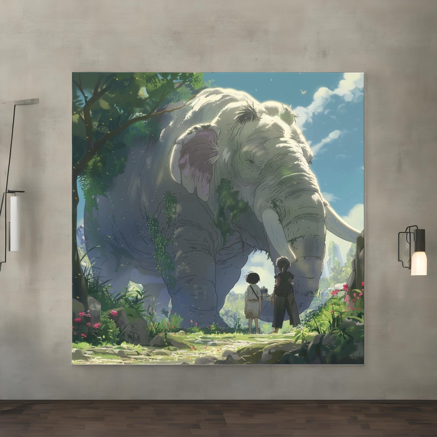 A magical dreamlike elephant animal in the style of Hayao MiyazakI