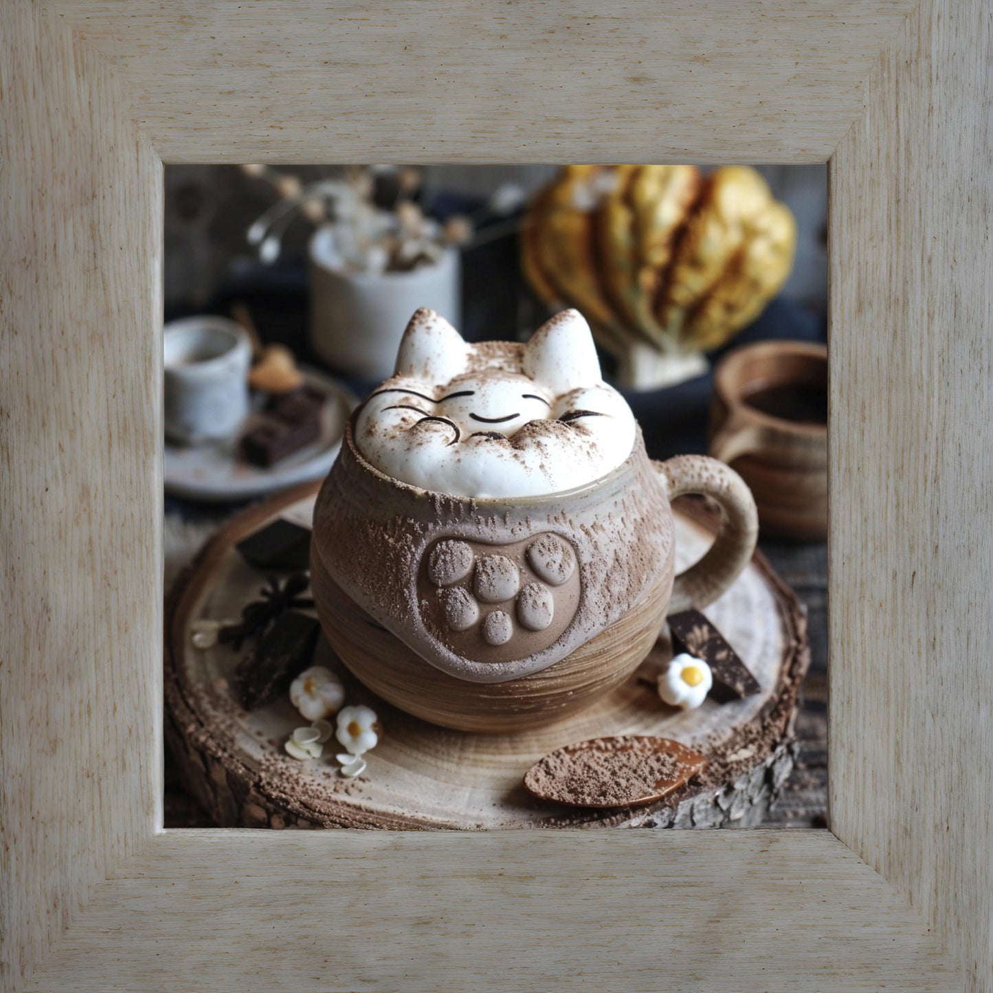A magical dreamlike hot chocolate in the style of Hayao Miyazaki