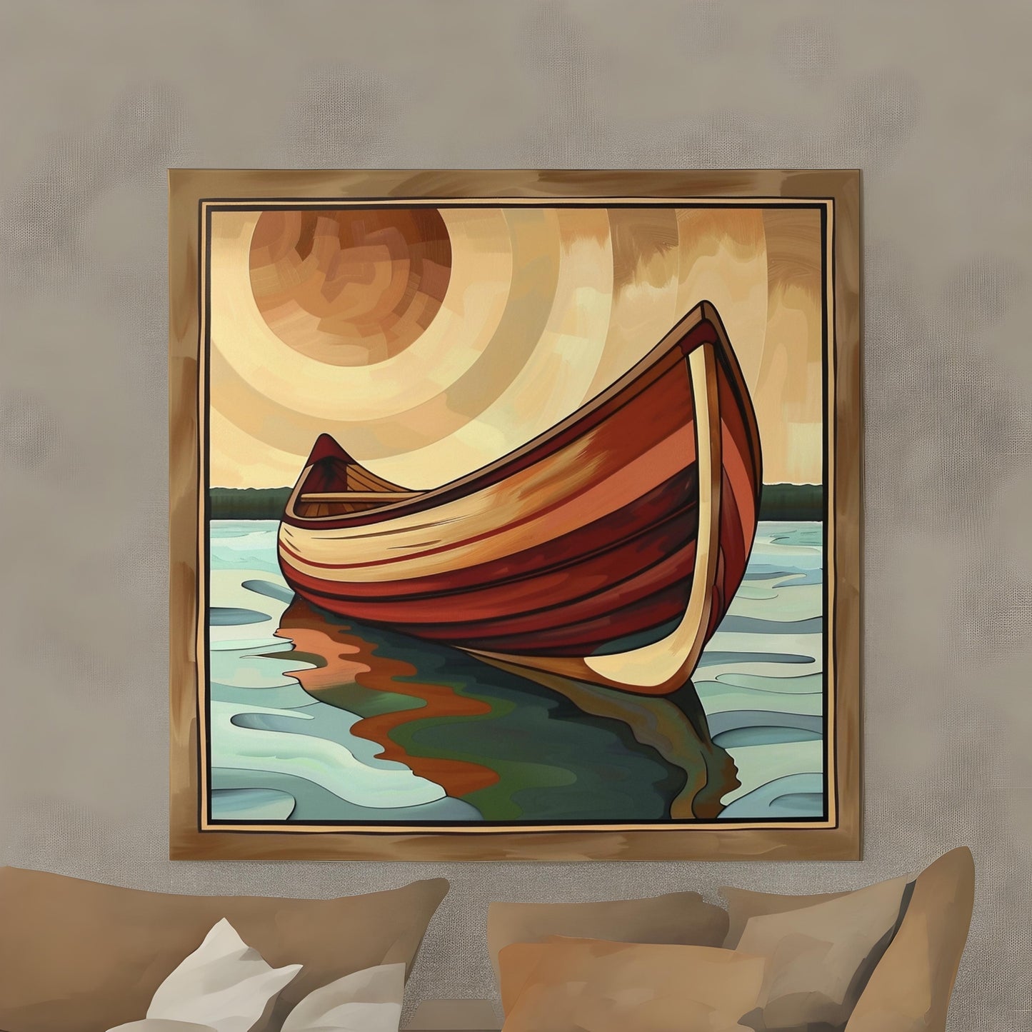 Art deco style image of canoe