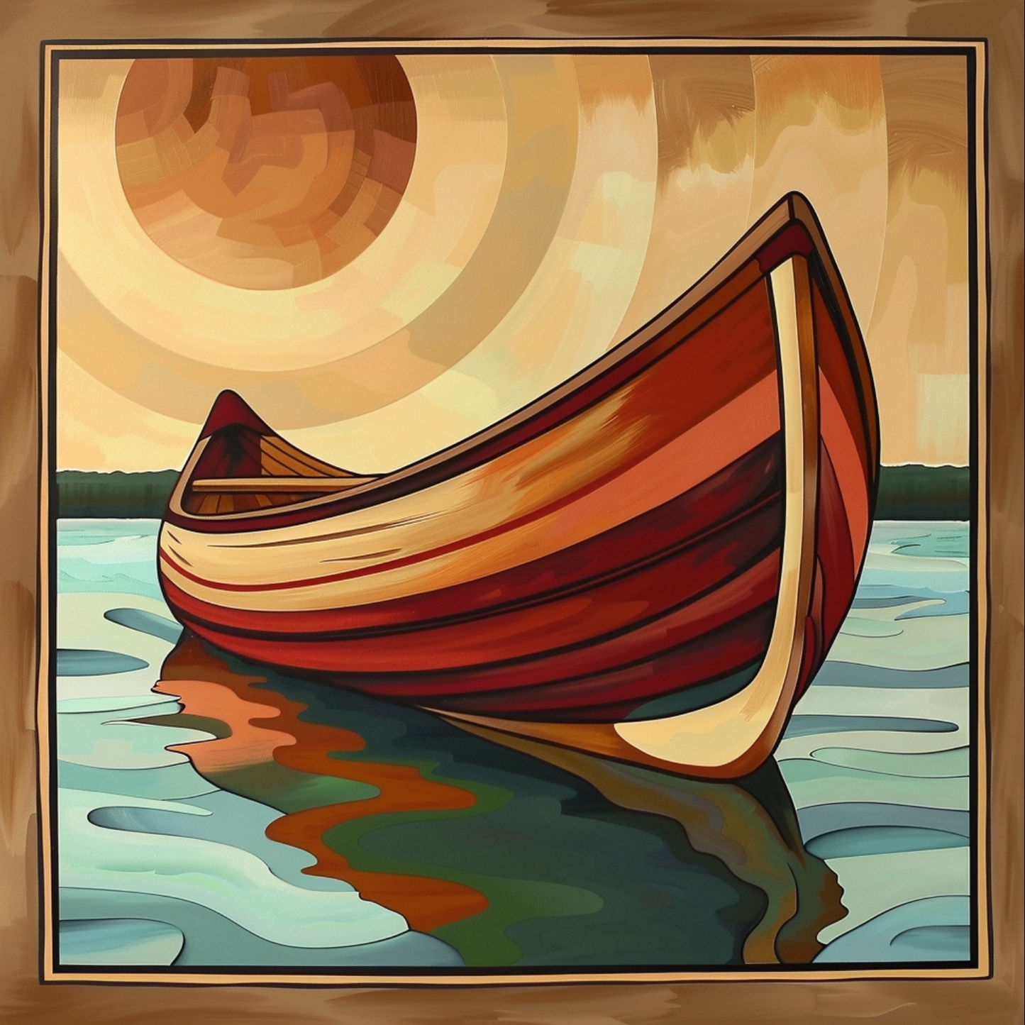 Art deco style image of canoe