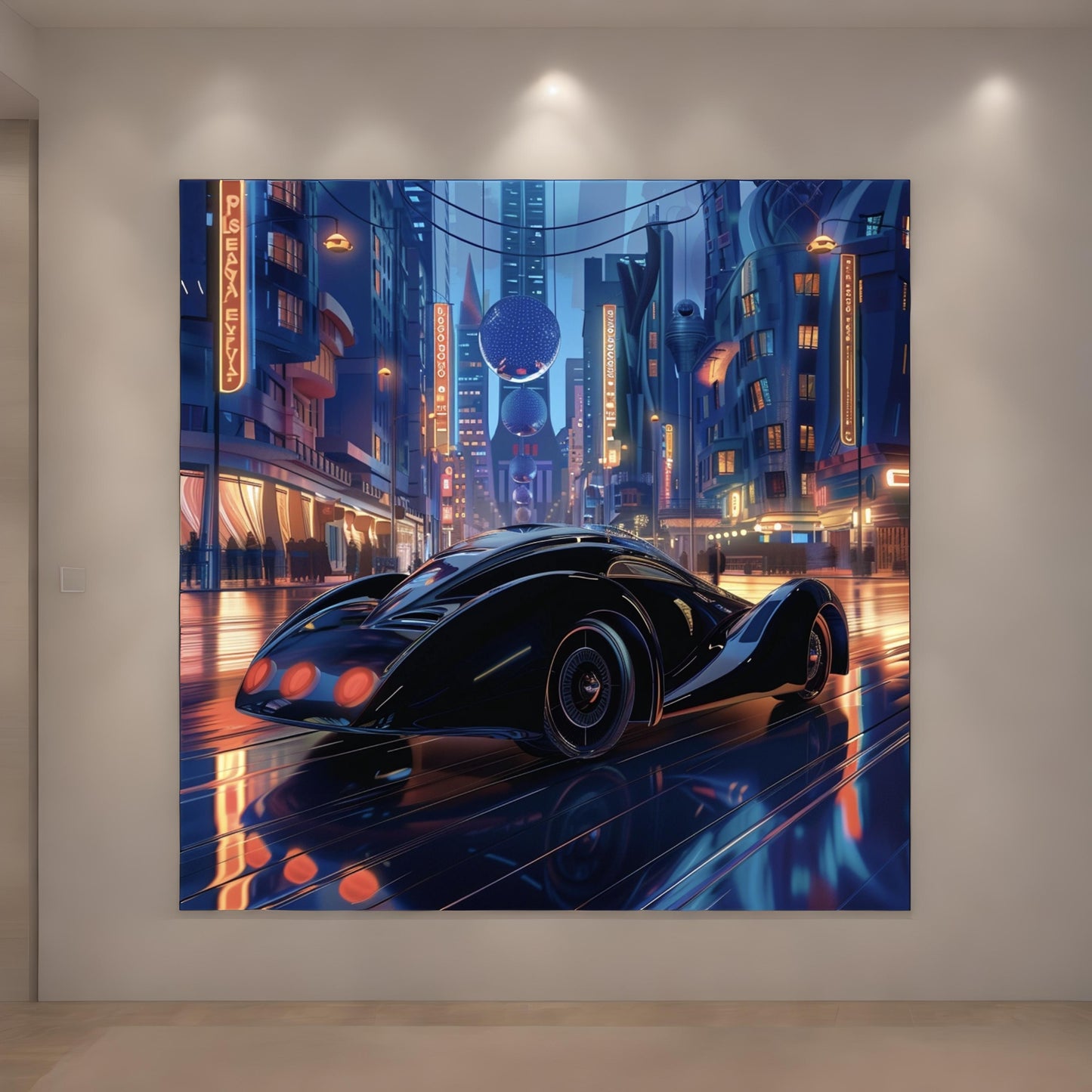 Art deco style image of electric car
