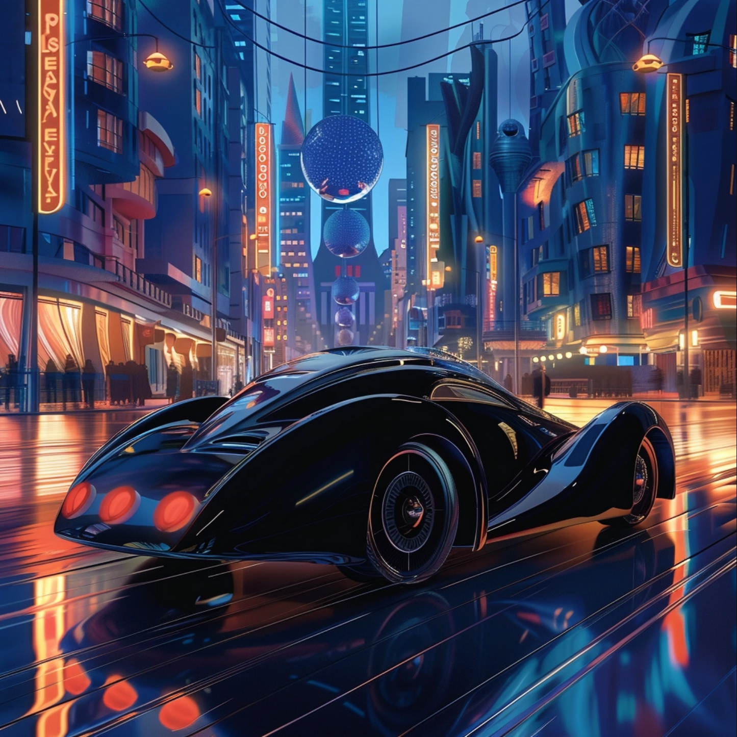 Art deco style image of electric car