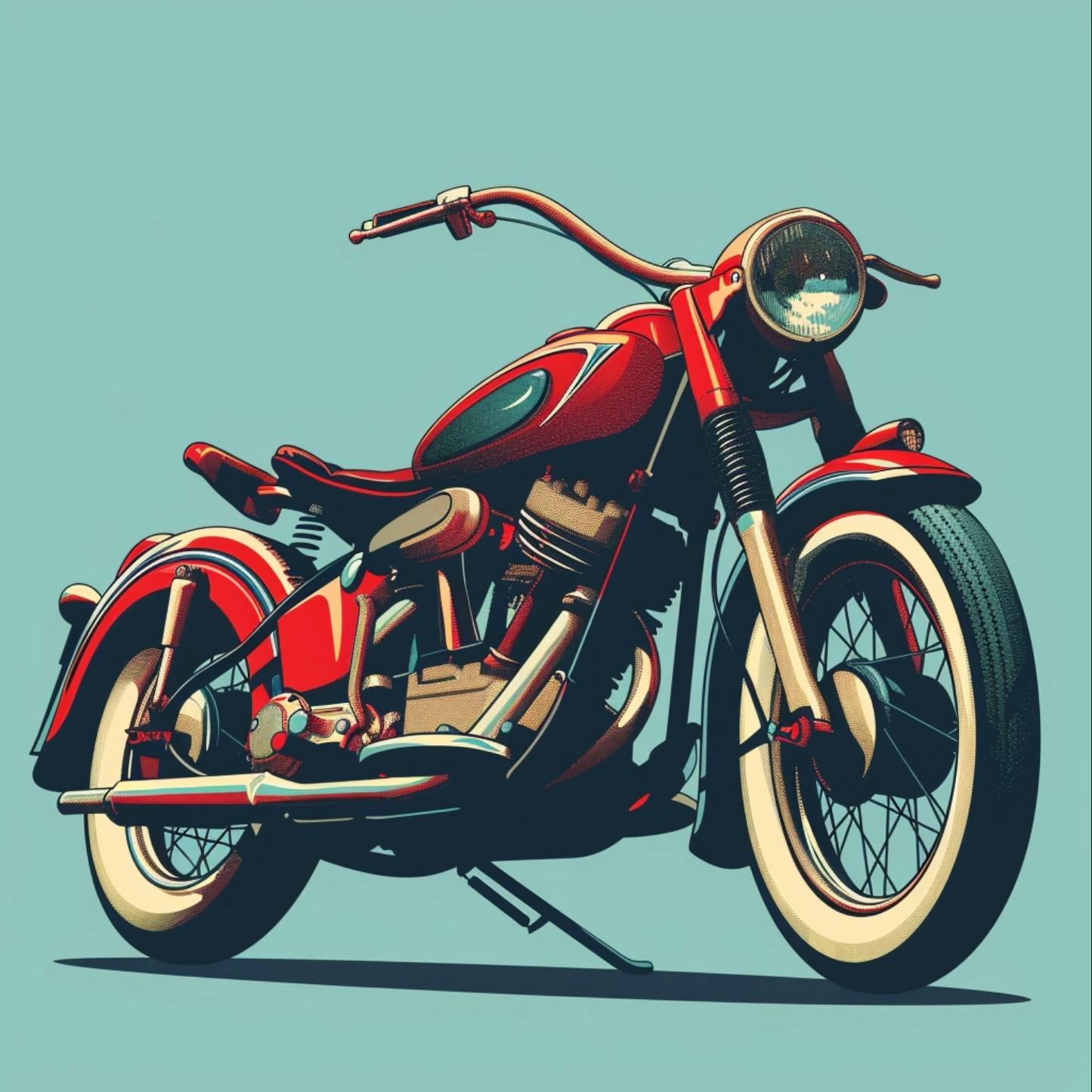 Cafe racer motorcycle in art nouveau