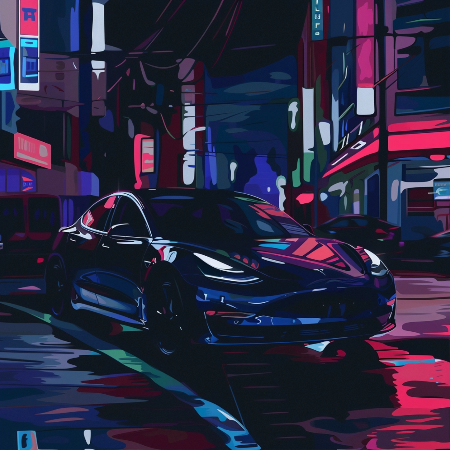 Digital art of electric car