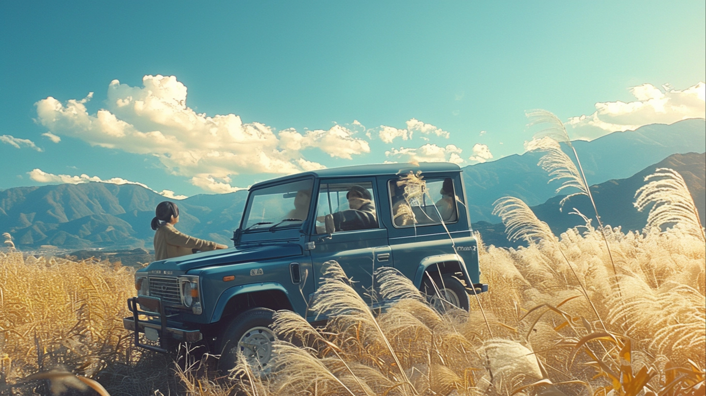 Dreamy exterior suv in the blue sky
