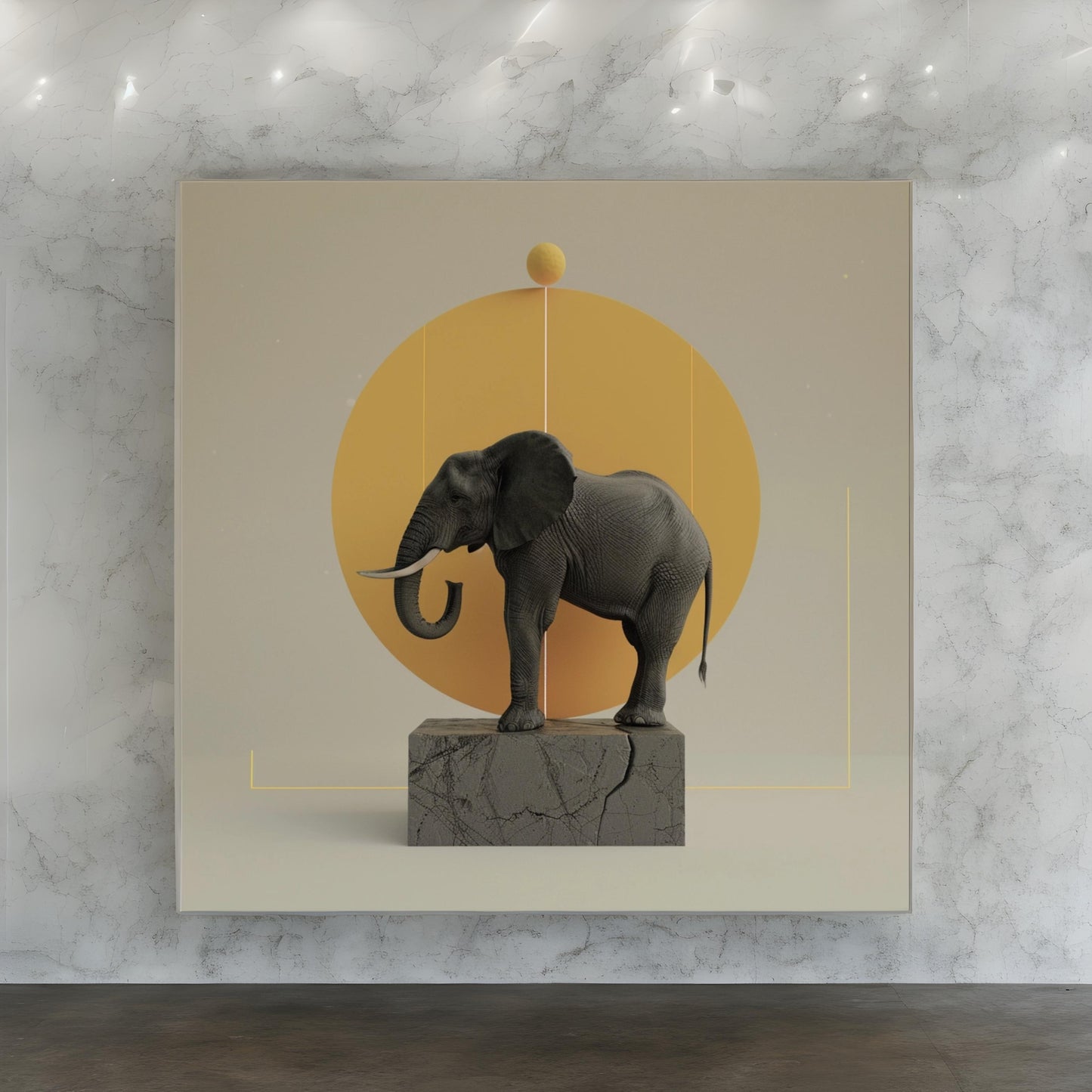 Elephant animal in the style of simplified structures