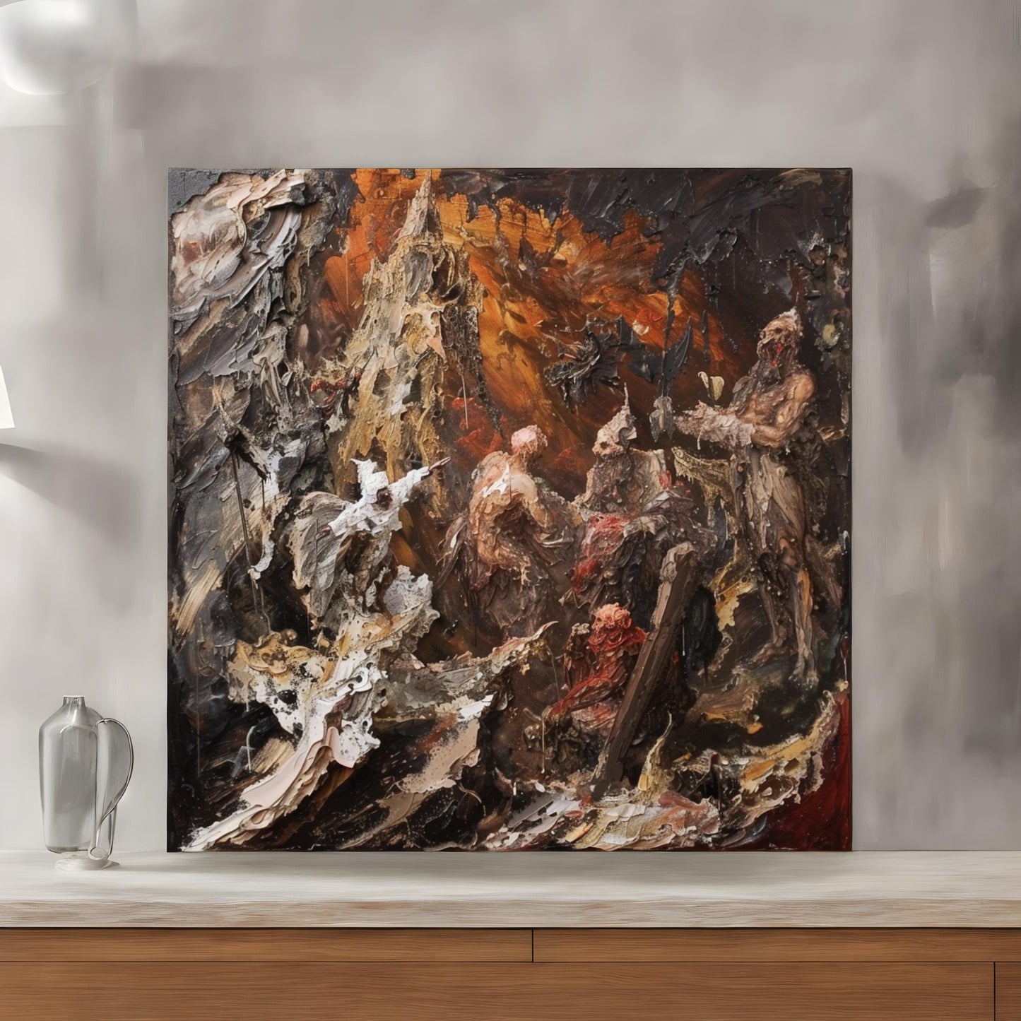 Oil painting on canvas in the baroque style of atheism religion