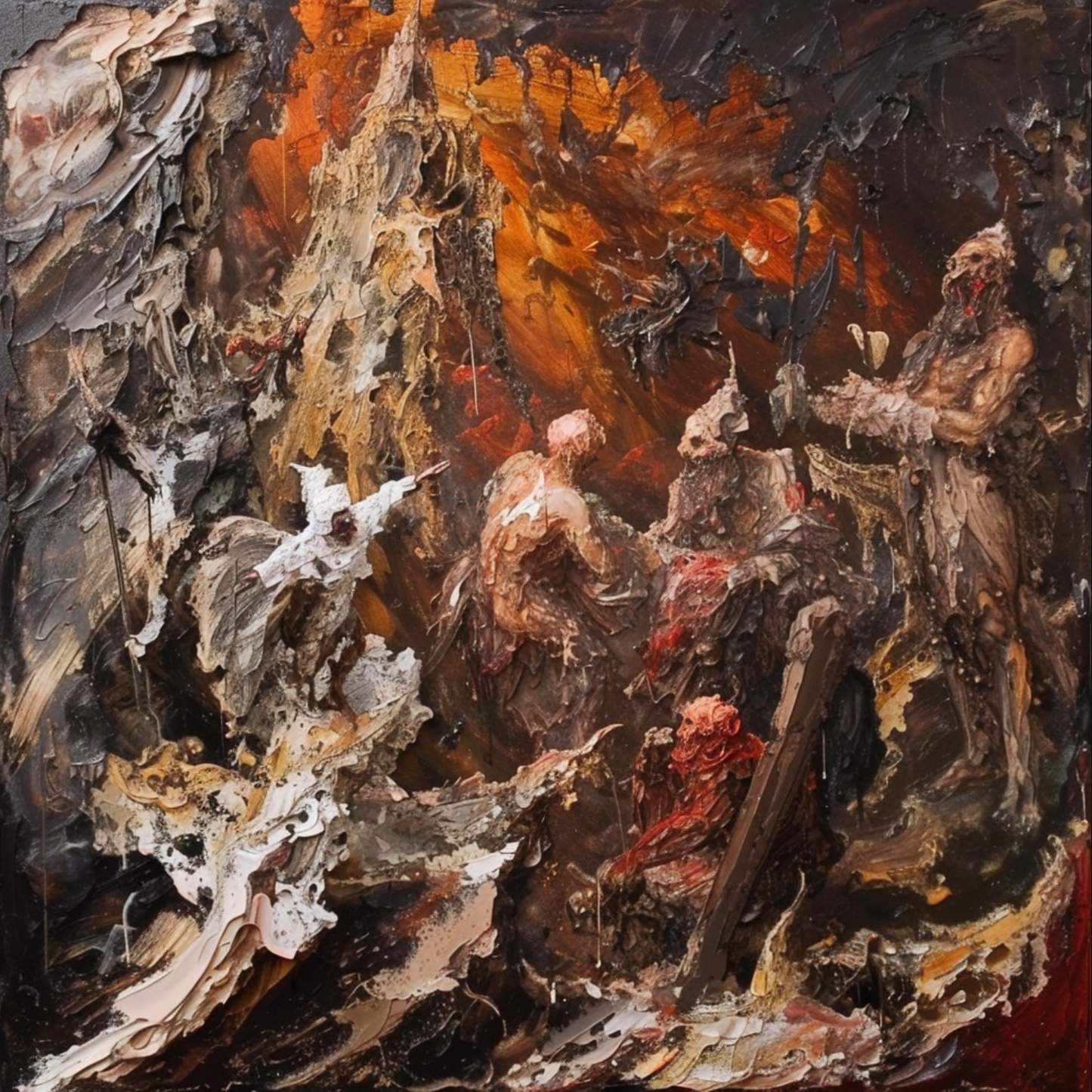 Oil painting on canvas in the baroque style of atheism religion