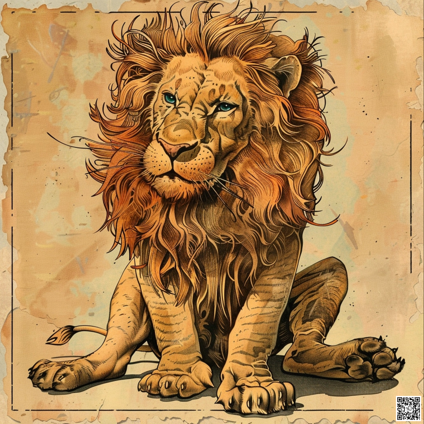 A whimsical retro comic book lion animal in the style of Mad Magazine