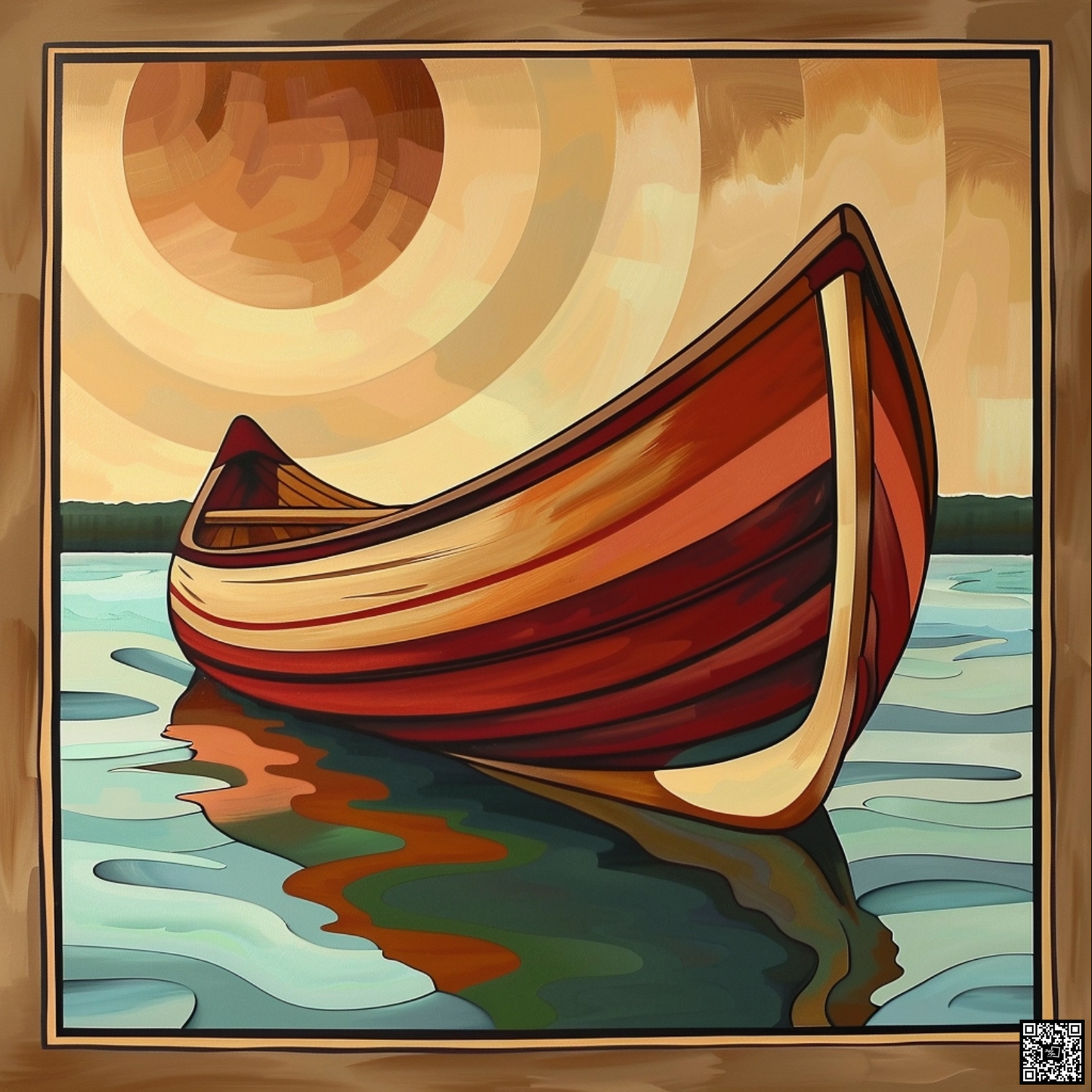 Art deco style image of canoe