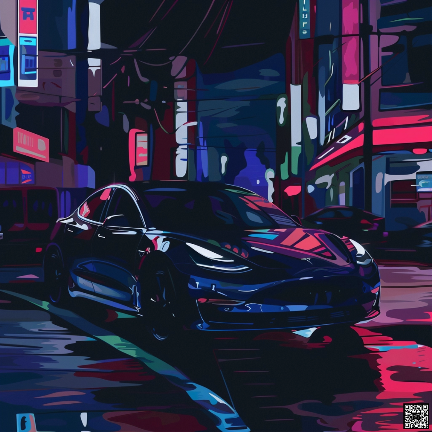 Digital art of electric car