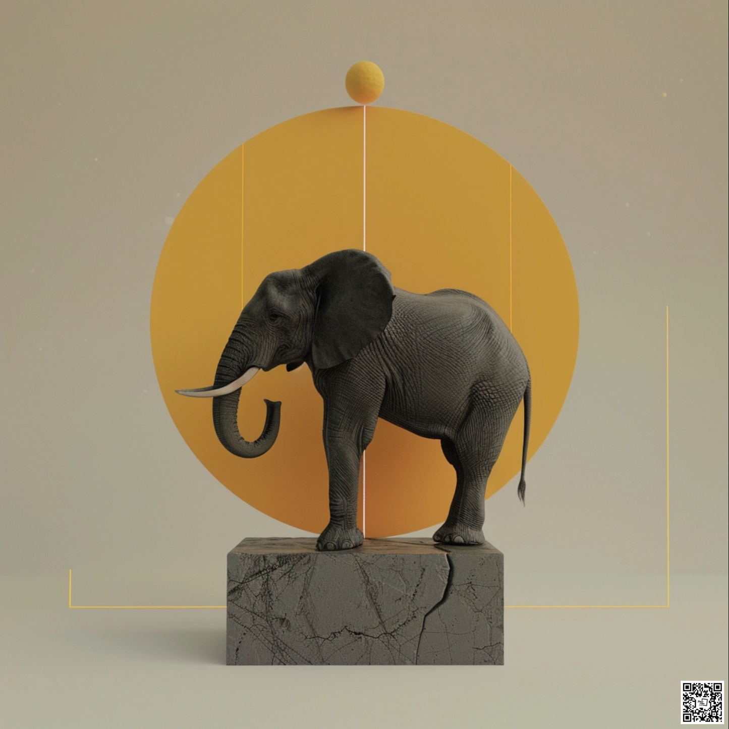 Elephant animal in the style of simplified structures