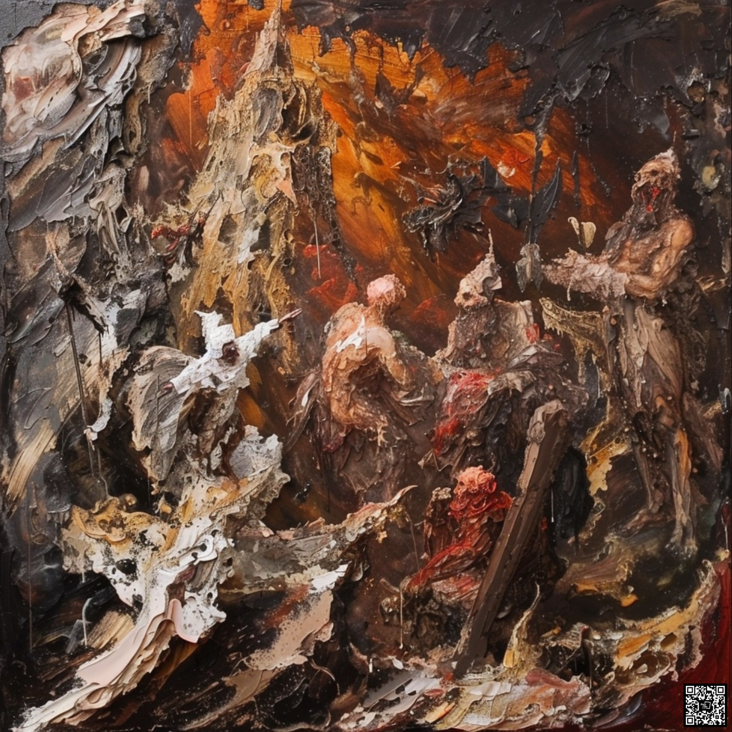 Oil painting on canvas in the baroque style of atheism religion
