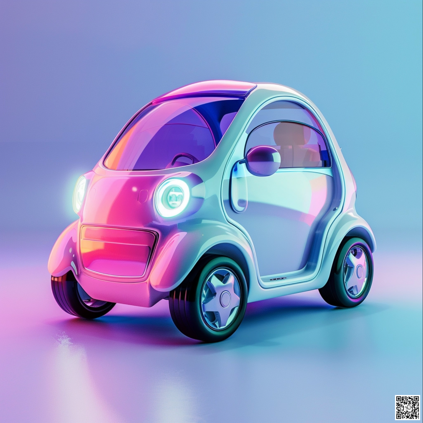 Tiny cute adorable electric car