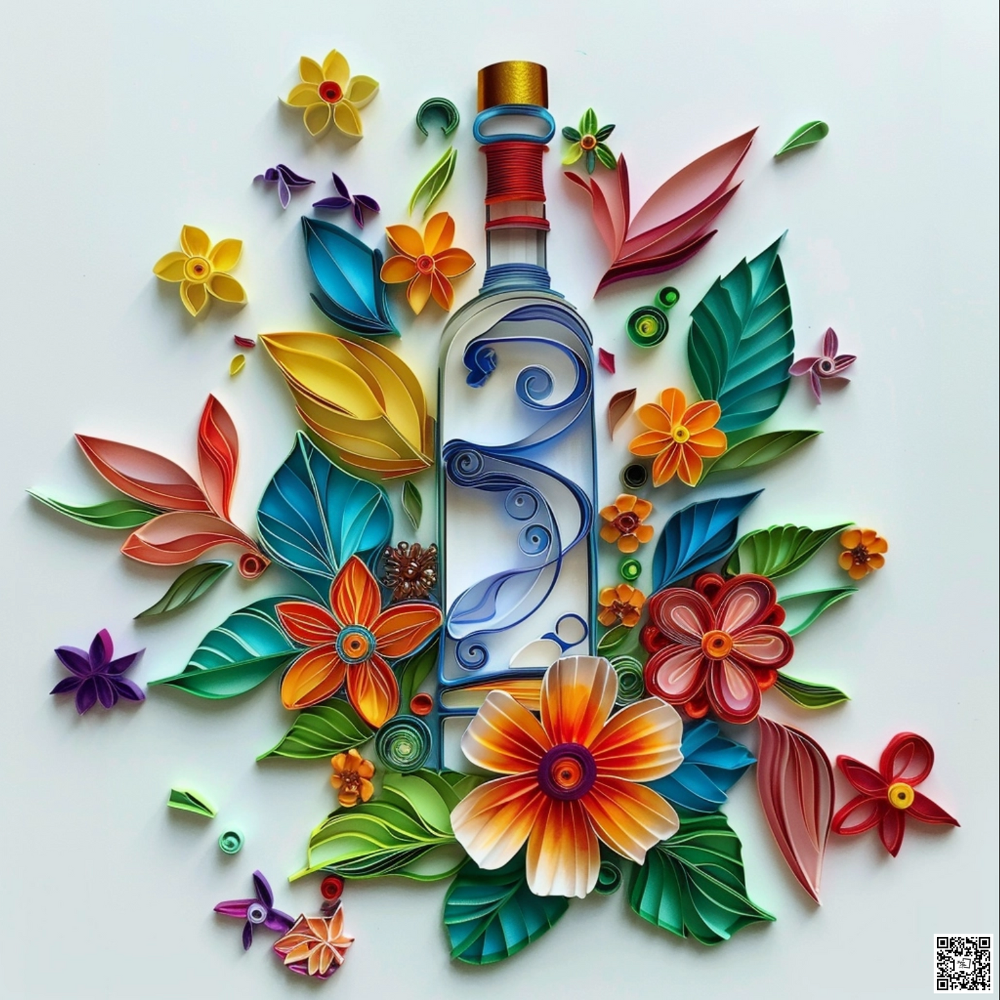 Vodka with leaves and flowers