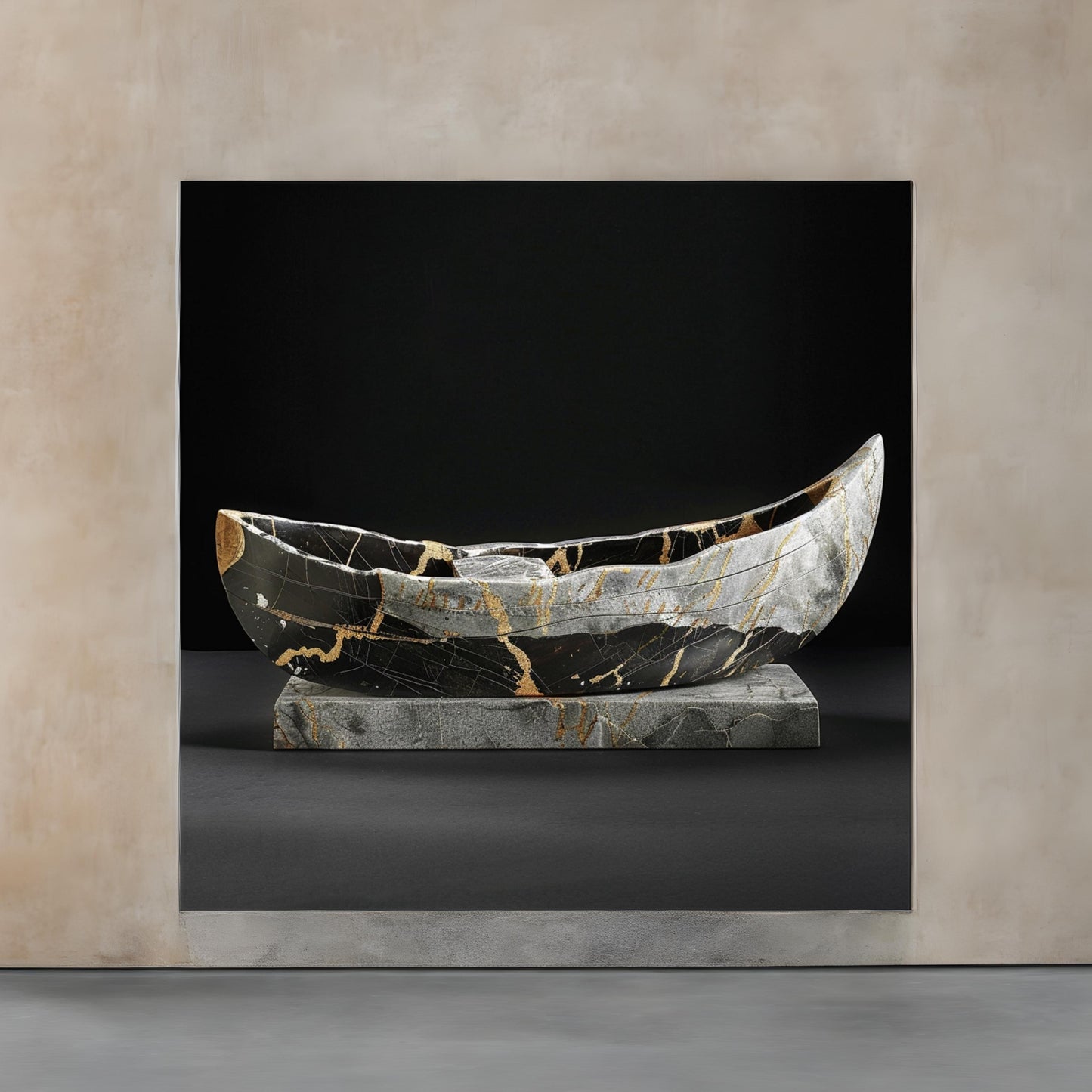 Sculpture of canoe Kintsugi
