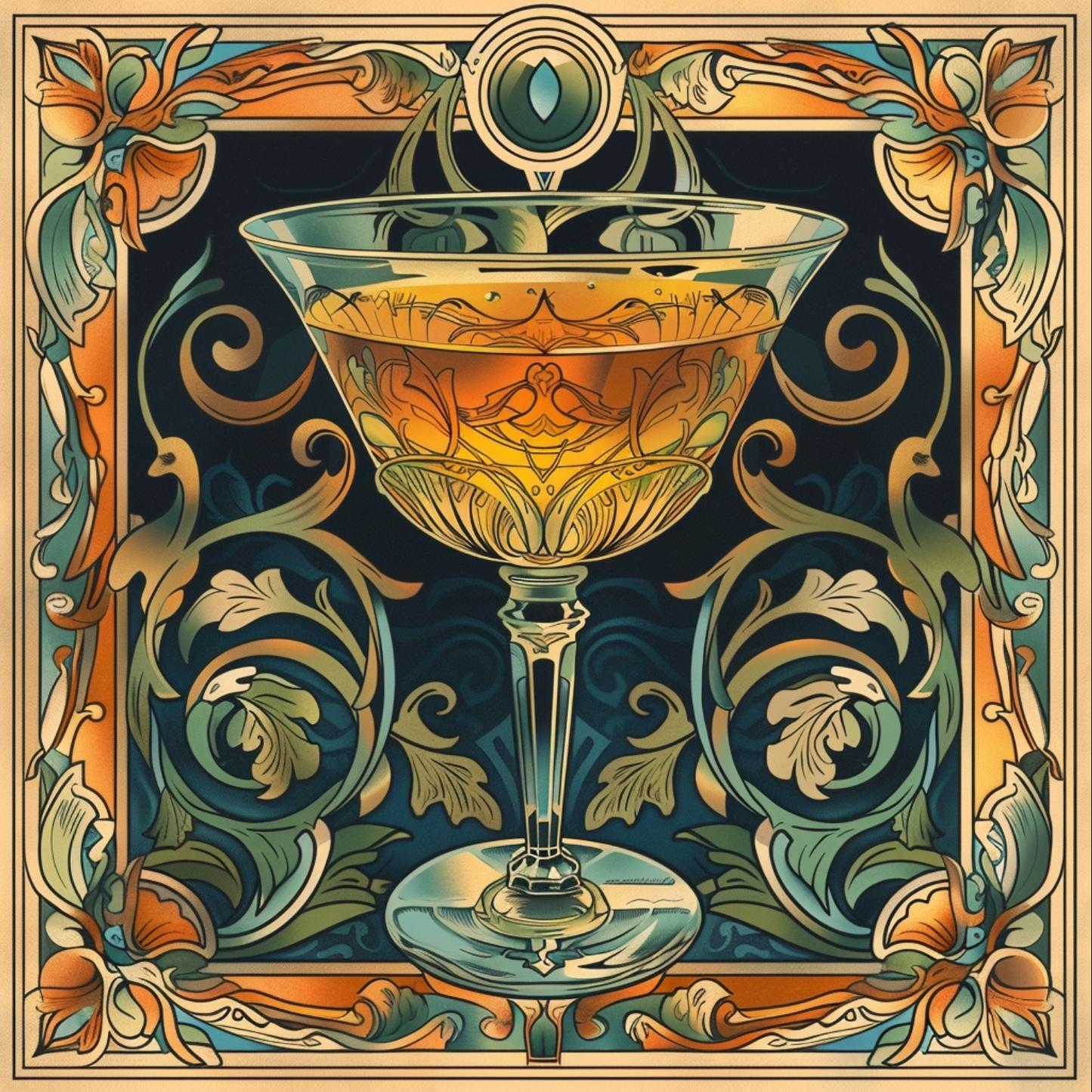 Vodka the drink in art nouveau