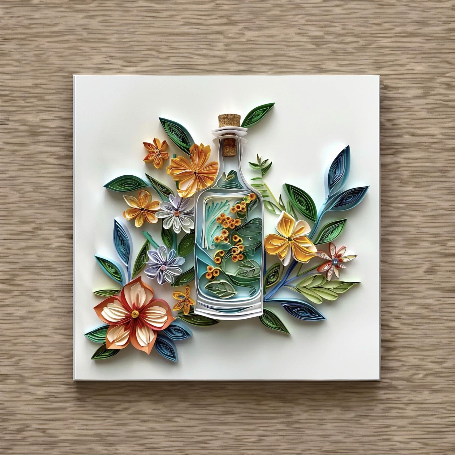 Vodka with leaves and flowers