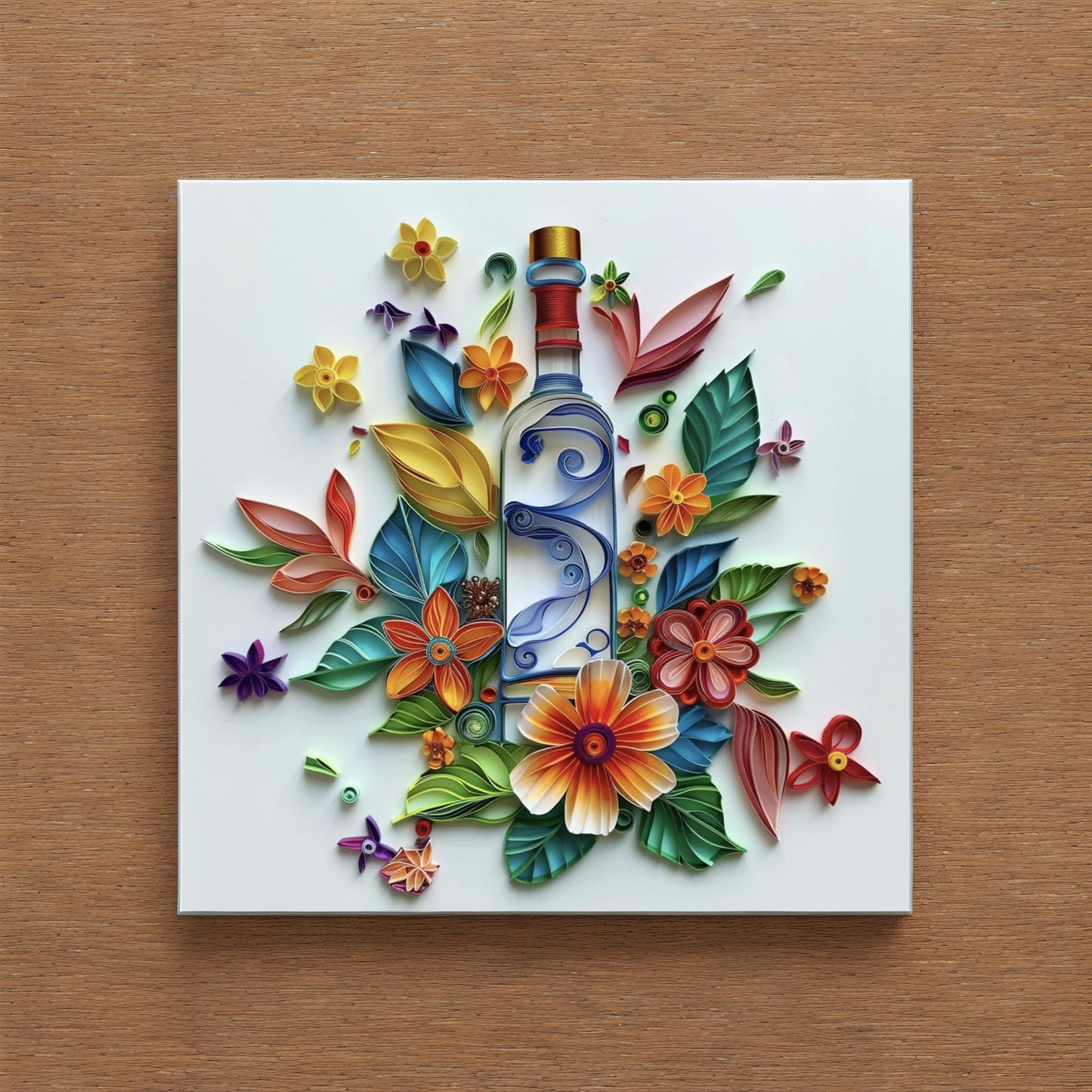 Vodka with leaves and flowers