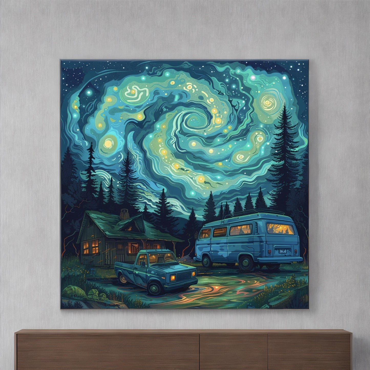 A blue starry van by night