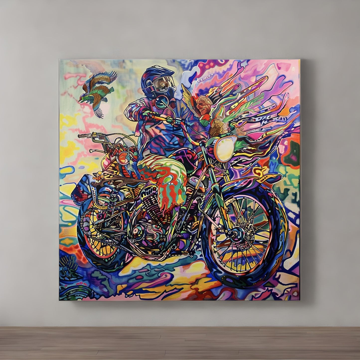 Allegory of trails motorcycle colorful stylize