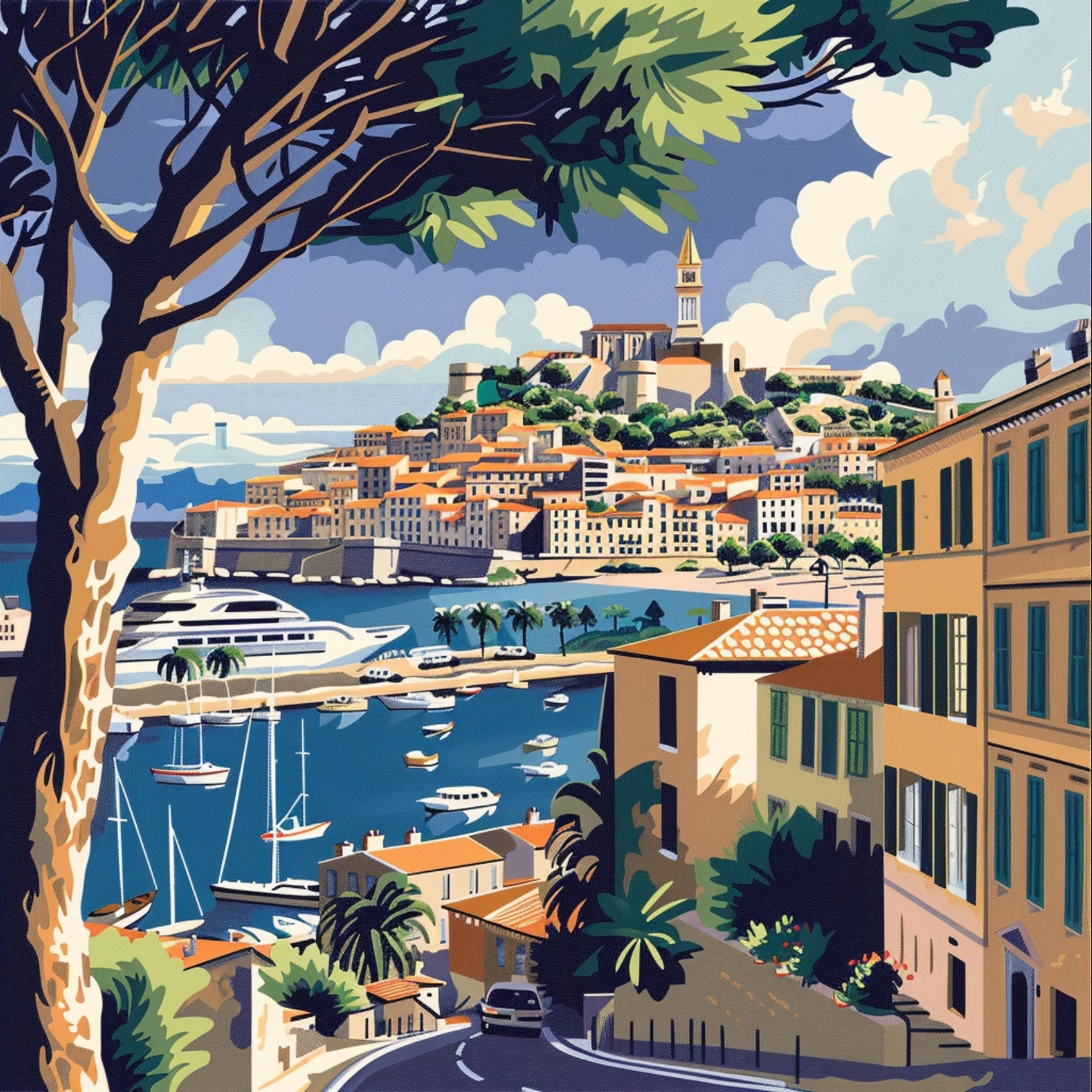 Art deco style image of Marseille