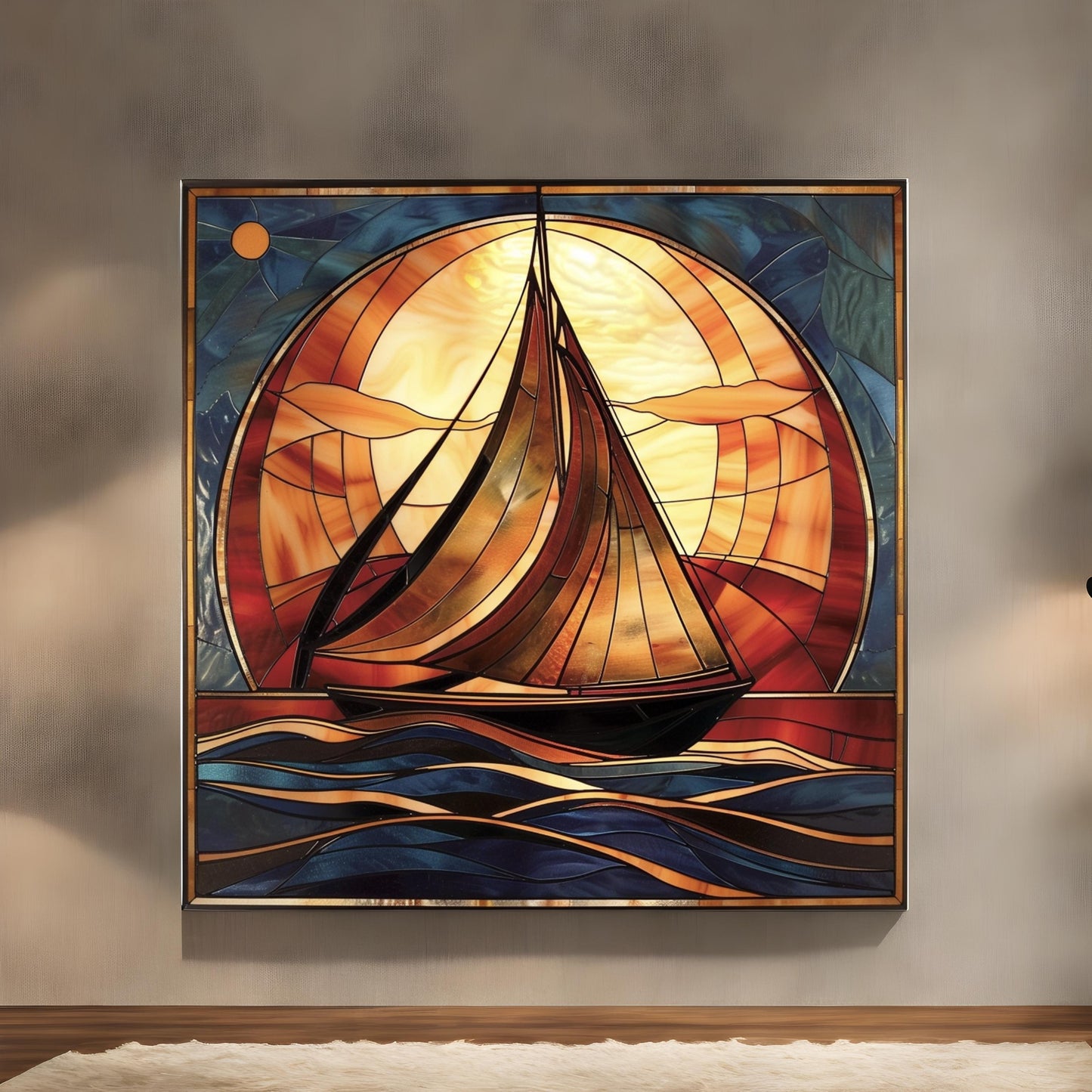 Art deco style image of sailboat boat