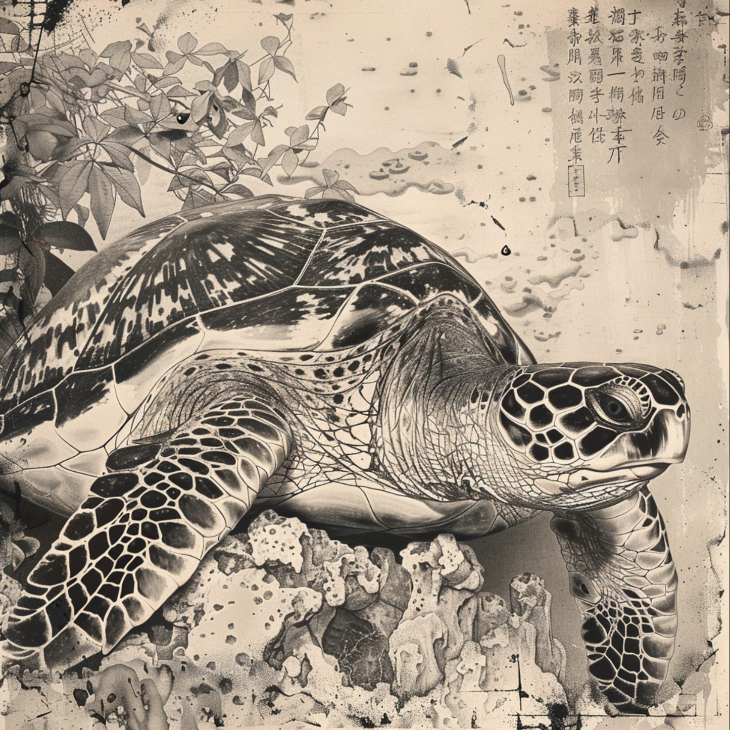 Art deco style image of turtle animal