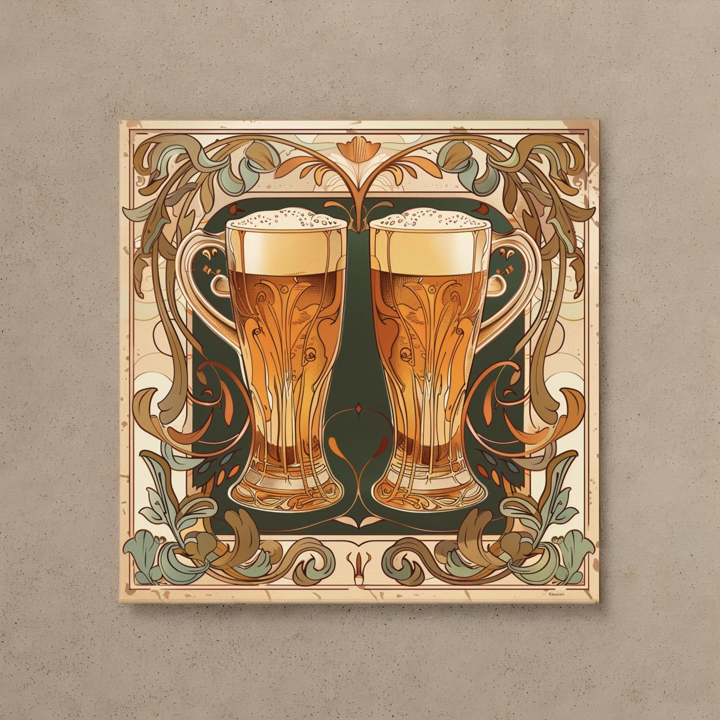 Beers the drink in art nouveau