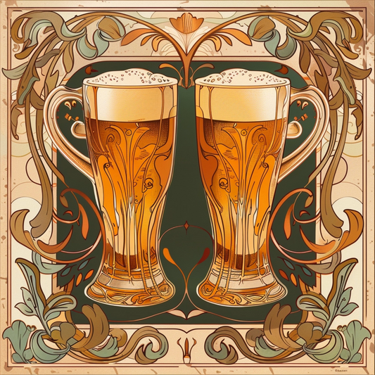 Beers the drink in art nouveau