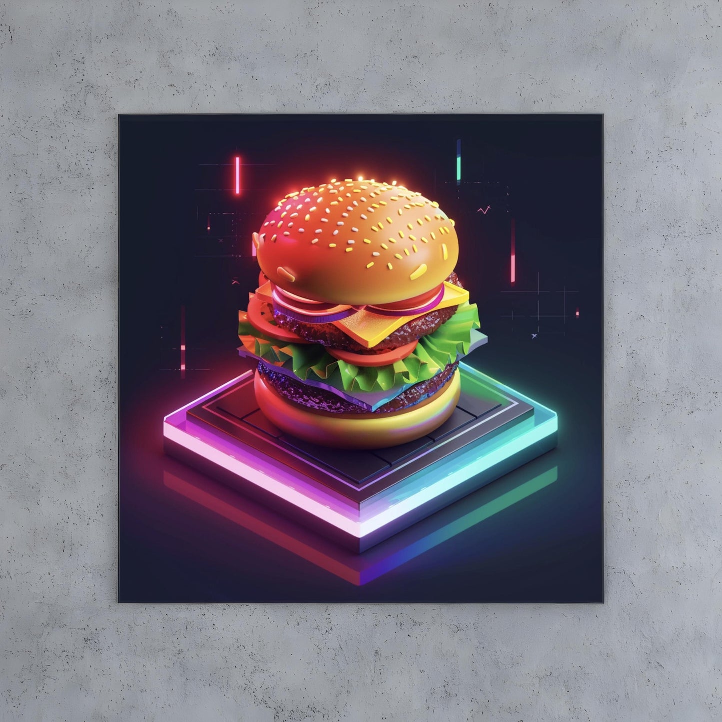 Burger with neon lightings