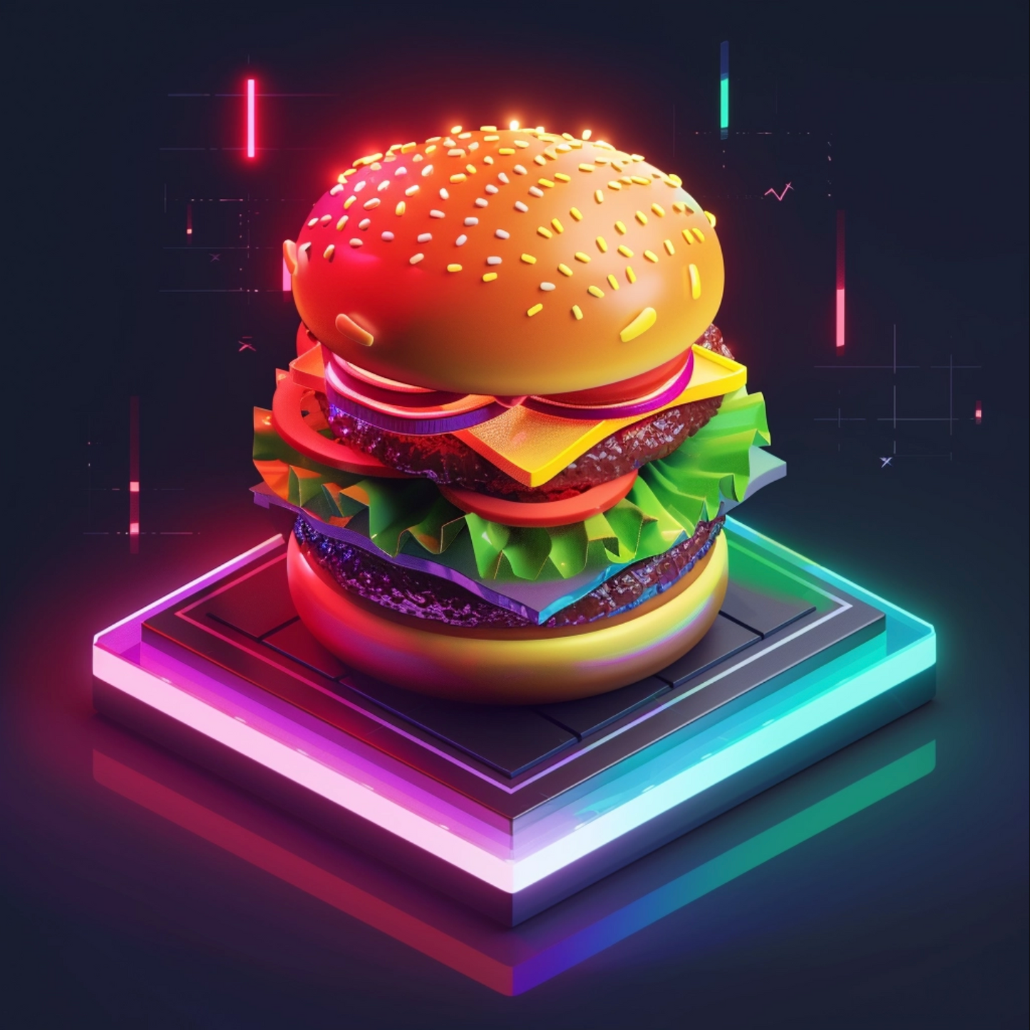 Burger with neon lightings