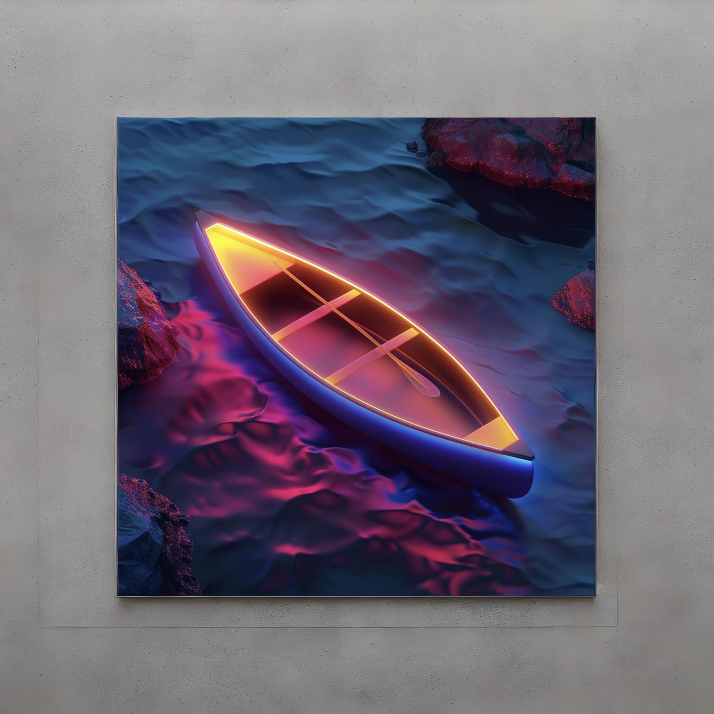 Canoe with neon lightings