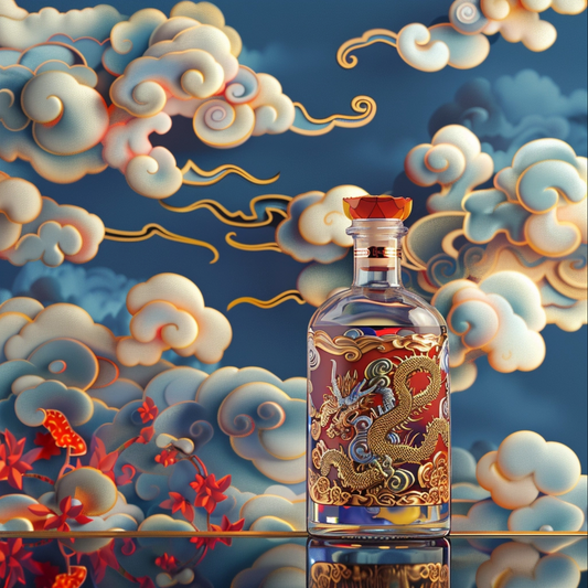 Chinese illustration of tequila on blue background