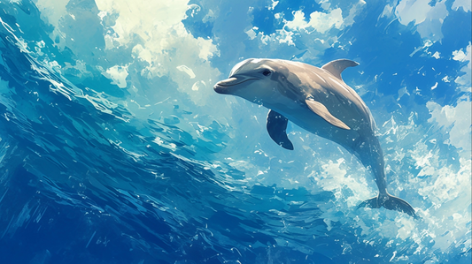 Dreamy exterior dolphin animal in the blue sky