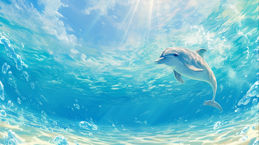 Dreamy exterior dolphin animal in the blue sky