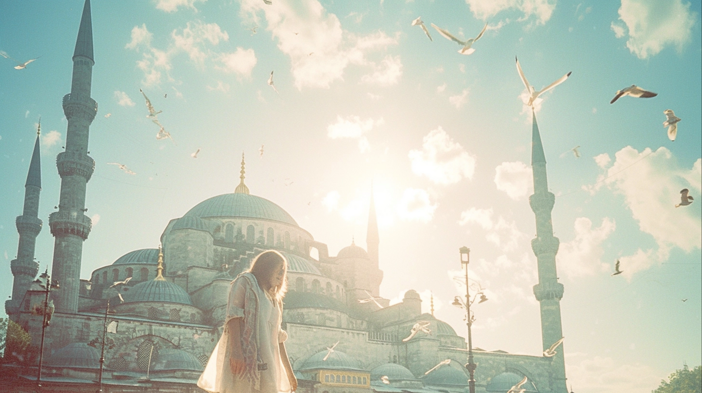 Dreamy exterior Istanbul in the blue sky