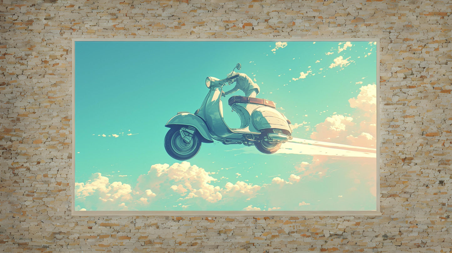 Dreamy exterior scooter motorbike in the blue sky