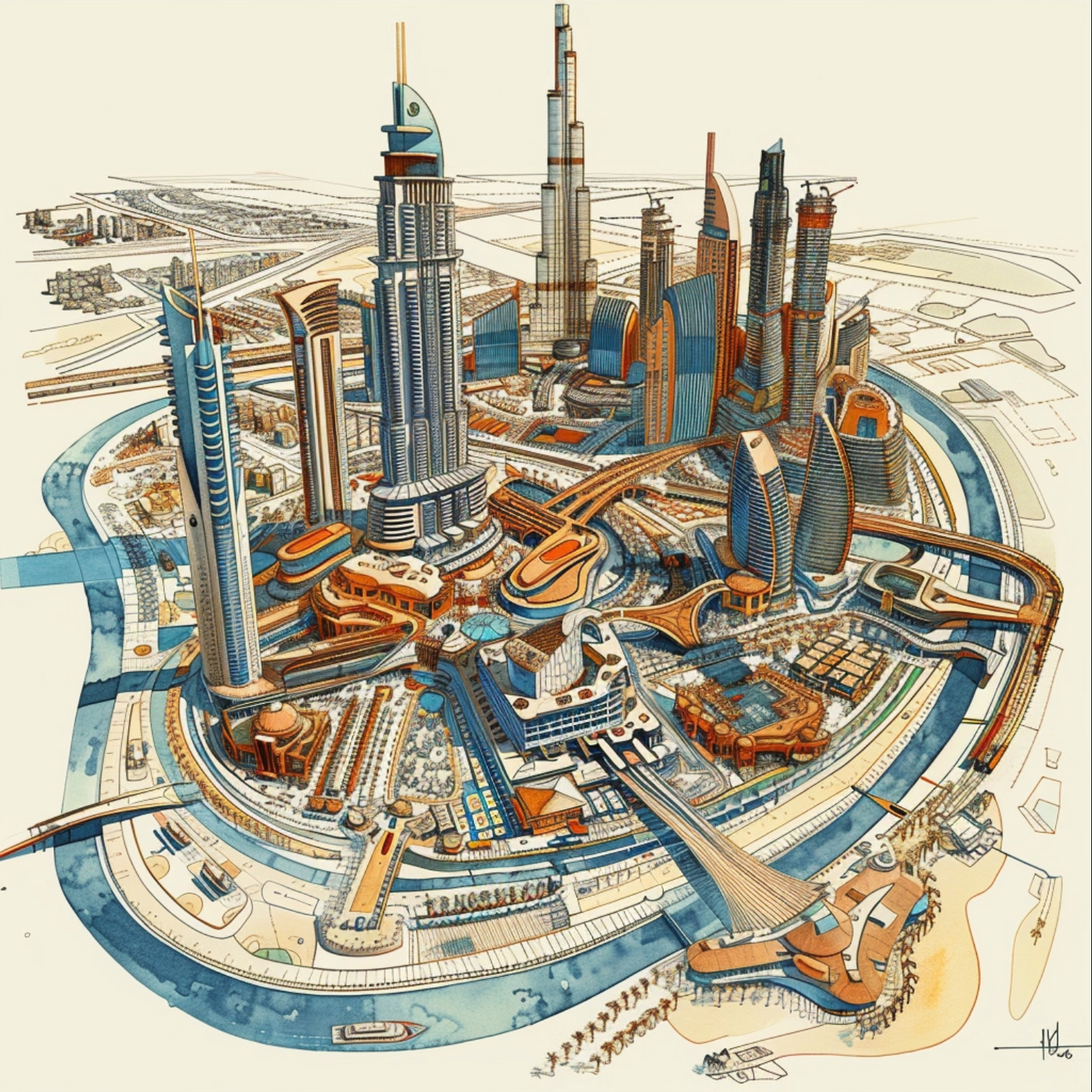 Dubai diagramatic drawing