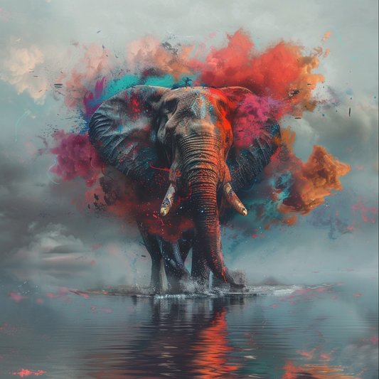 Elephant animal in the style of Marko Manev