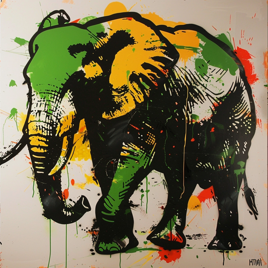 Graffiti art of cartoon representing elephant animal