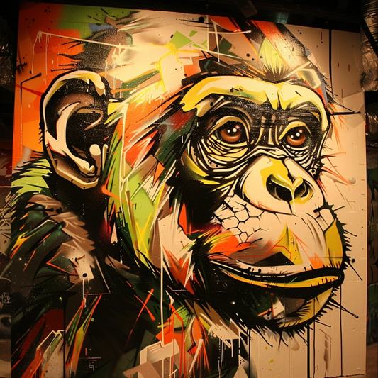 Graffiti art of cartoon representing monkey animal