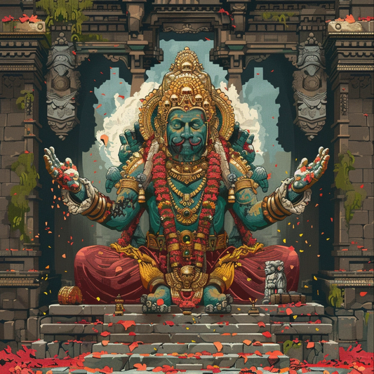 Hinduism religion in pixel art style