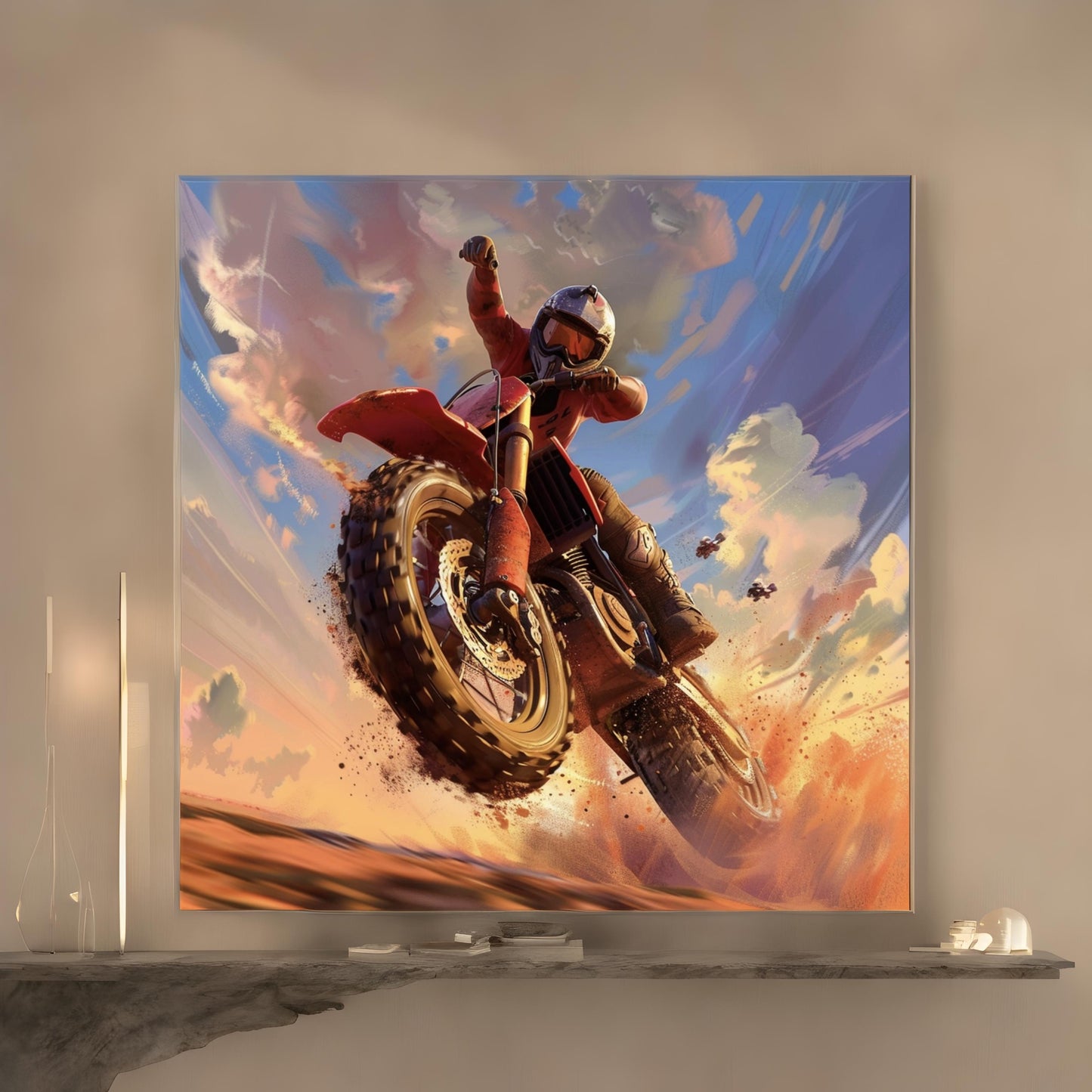 Image of cross motorcycle like in an pixar movie style