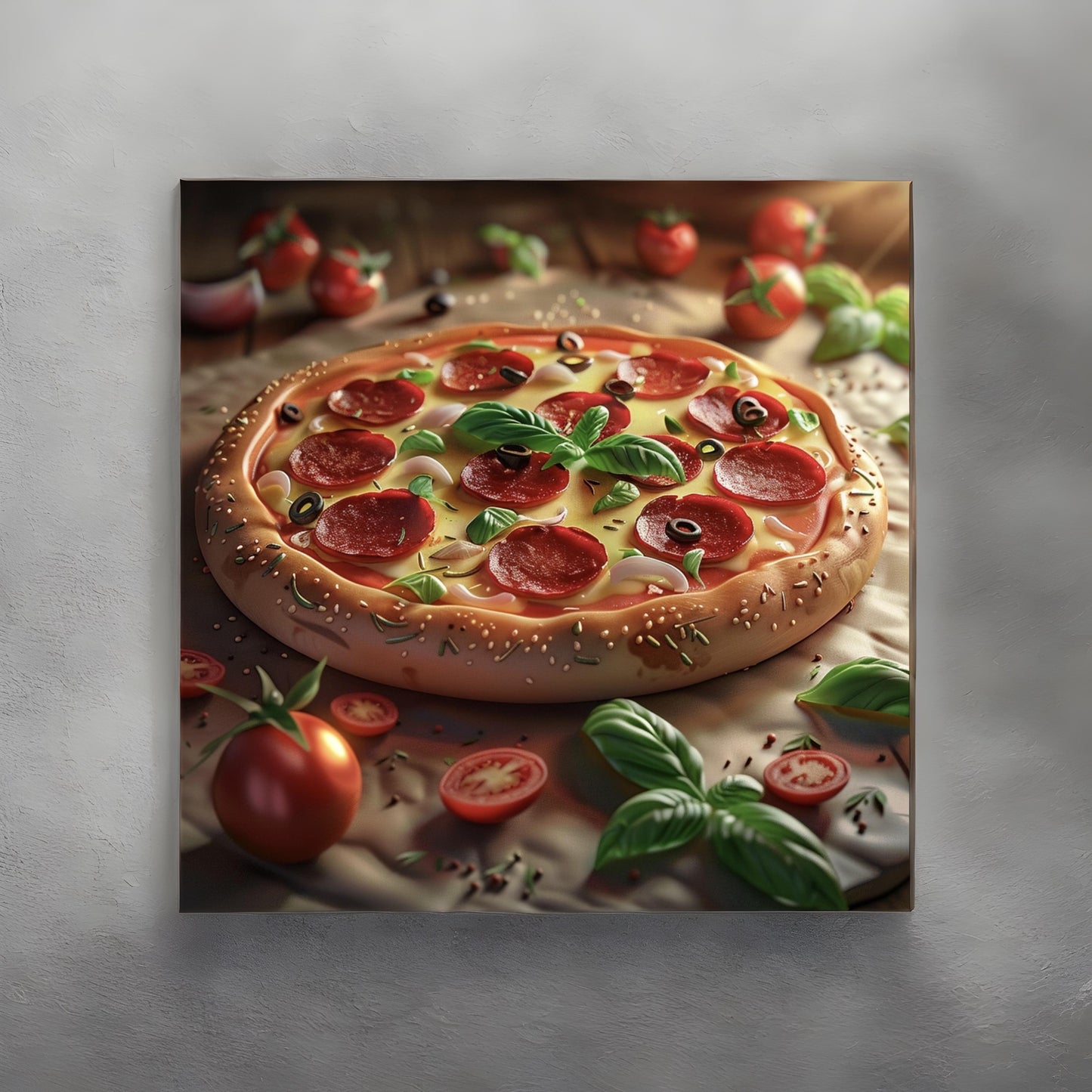 Image of pizza like in an pixar movie style