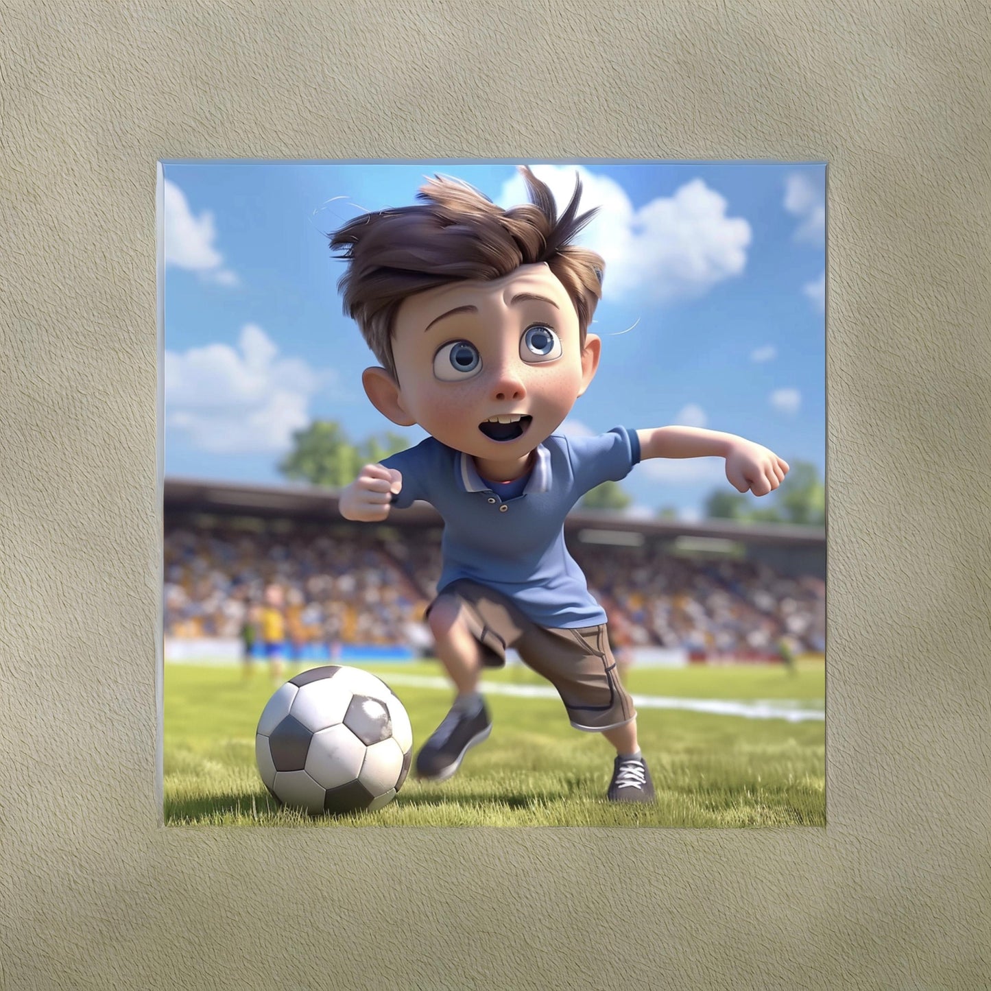 Image of soccer like in an pixar movie style