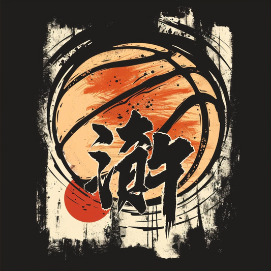 Japanese style logo of basketball