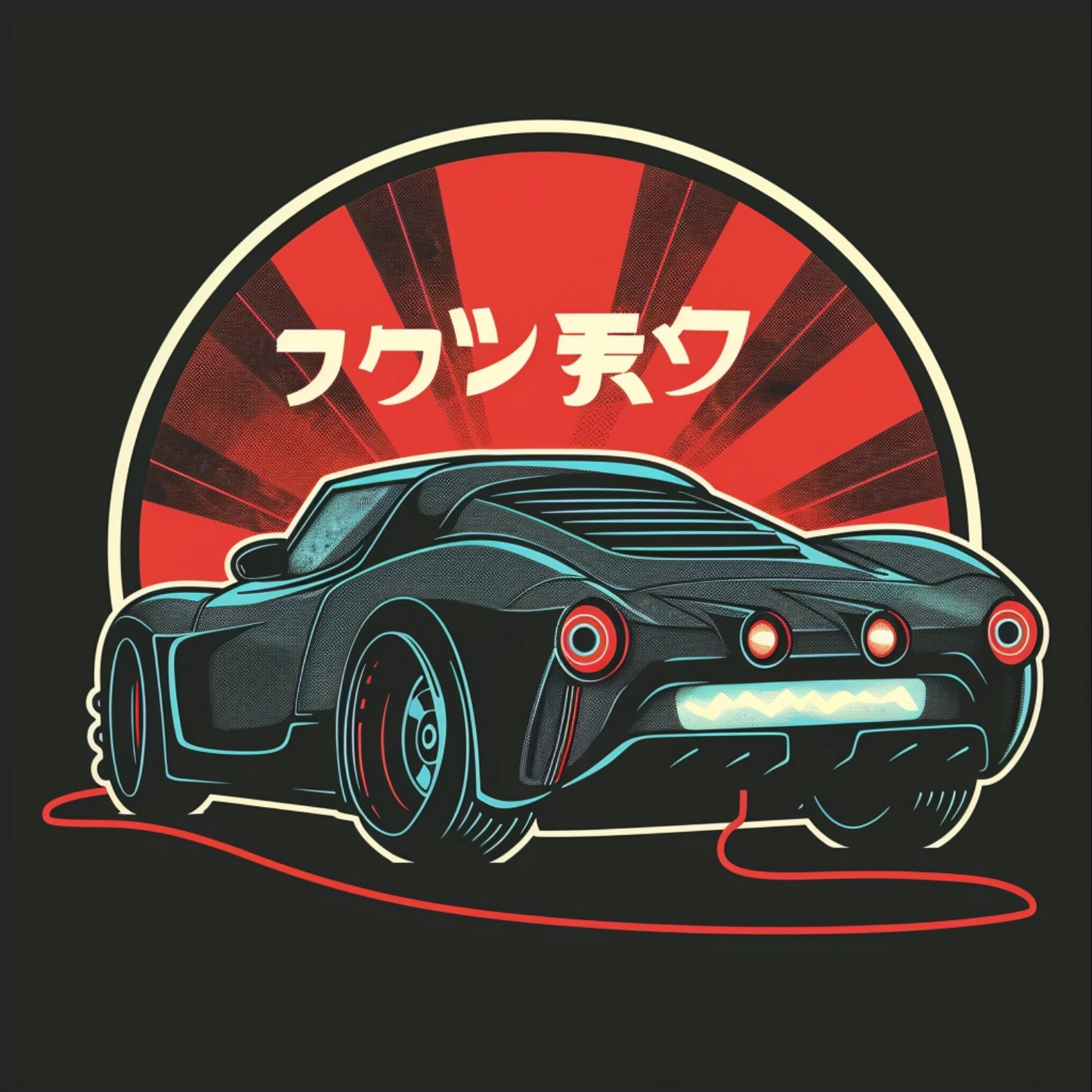 Japanese style logo of electric car