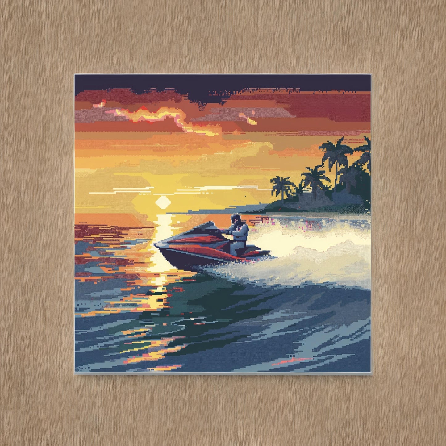 Jetski in pixel art style