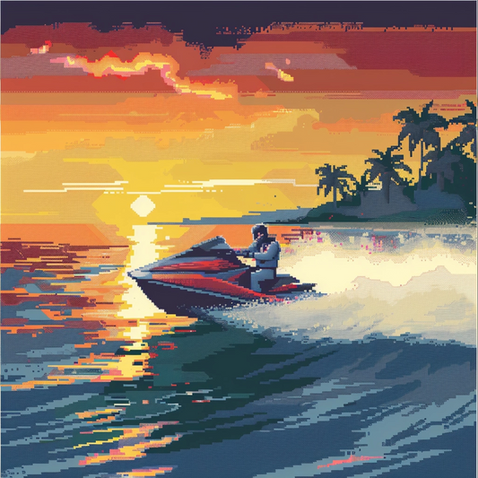 Jetski in pixel art style